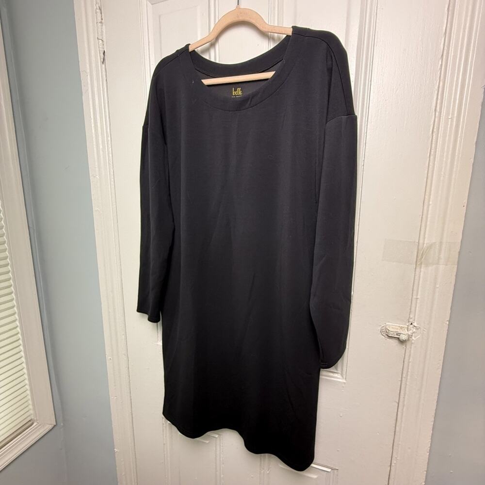 Belle by Kim Gravel ScubaLuxe Dress Pockets Long Sleeve Black Womens XL NWOT